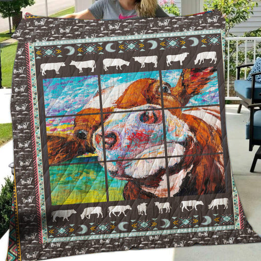 Cow cute pattern  print -Quilt - myfunfarm - clothing acceessories shoes for cow lovers, pig, horse, cat, sheep, dog, chicken, goat farmer