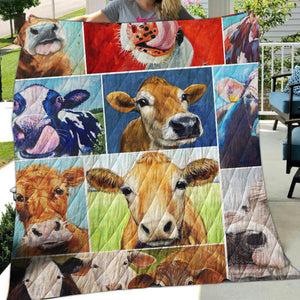 cow painting style  print -Quilt - myfunfarm - clothing acceessories shoes for cow lovers, pig, horse, cat, sheep, dog, chicken, goat farmer
