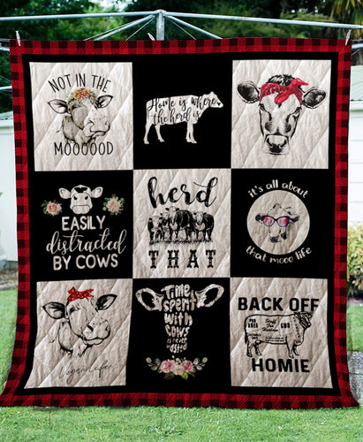 Funny quotes for cow lovers print -Quilt - myfunfarm - clothing acceessories shoes for cow lovers, pig, horse, cat, sheep, dog, chicken, goat farmer