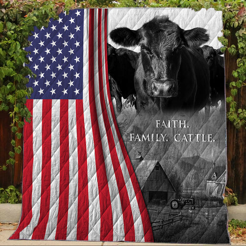 Faith Family Cattle - Lightweight Fleece Blanket, Quilts
