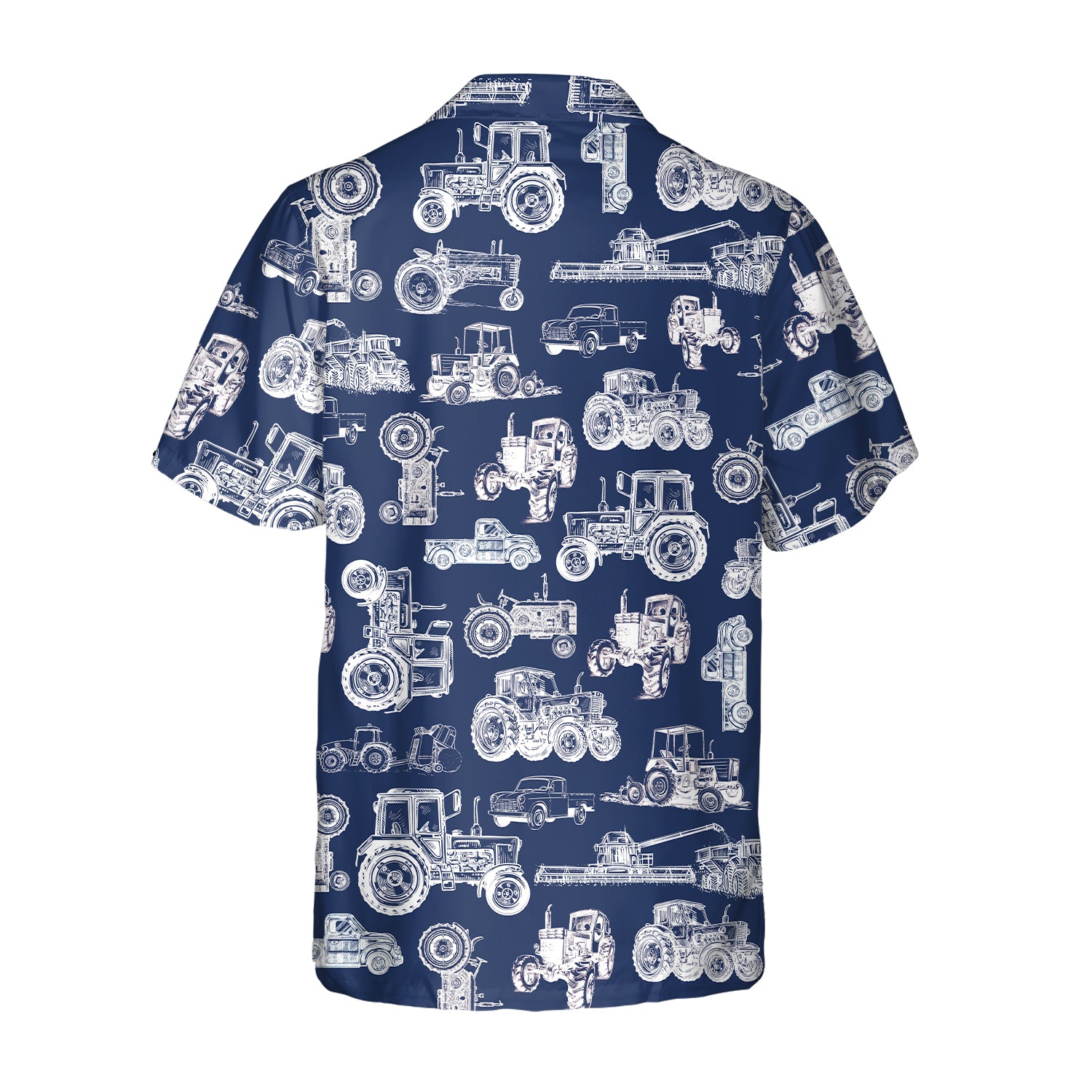 Tractor pattern white and blue, red, green  - Hawaiian Shirt, Shorts for adult and youth - myfunfarm