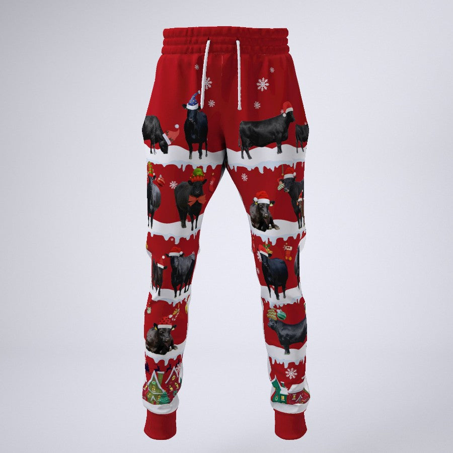 Angus cattle in snow - Merry Christmas -Family Pajamas Set - Premium fabric