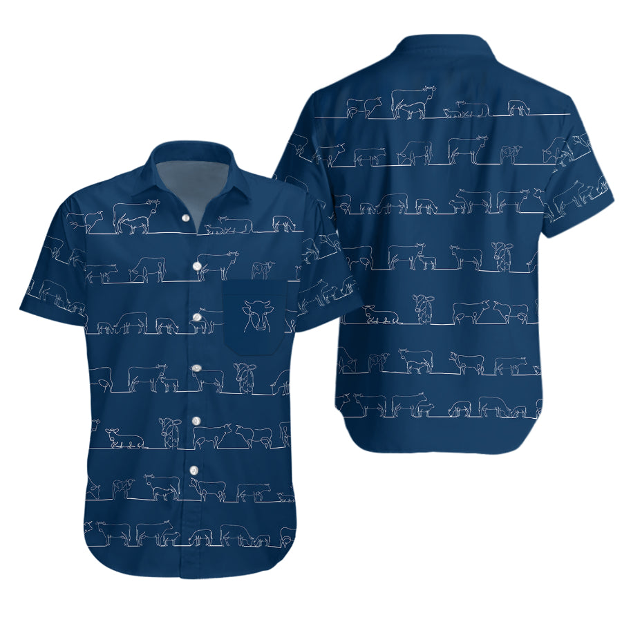 Cow Line pattern - Short Sleeve Shirts