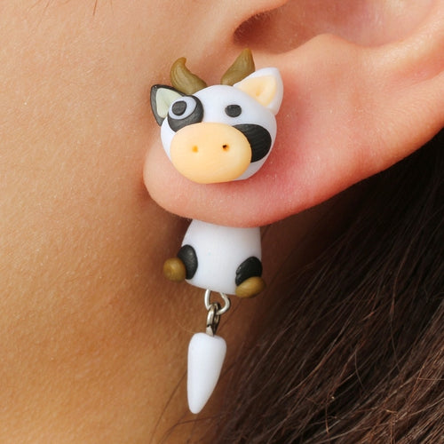 Polymer Clay Earrings Cute Cow Stud Earrings