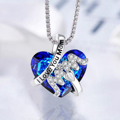 Luxury Pendant Necklace Red Blue Heart Crystal Mothers Day Gift - myfunfarm