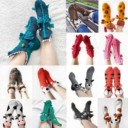 Winter Knitting Hand Crochet Women's Socks 3D Animals - myfunfarm