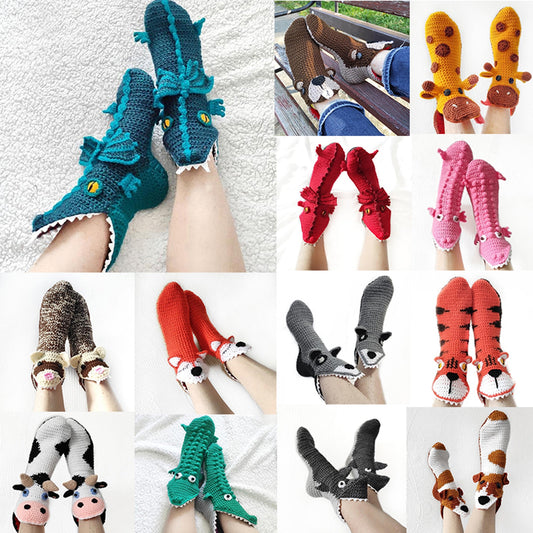 Winter Knitting Hand Crochet Women's Socks 3D Animals - myfunfarm