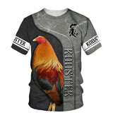 Rooster 3D Print T Shirt Men Street Fashion