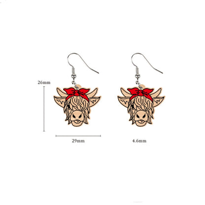 Highland cattle Fluffy Face Wood Laser Cut Earring Charm