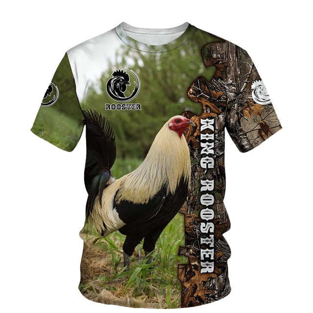 Rooster 3D Print T Shirt Men Street Fashion - myfunfarm