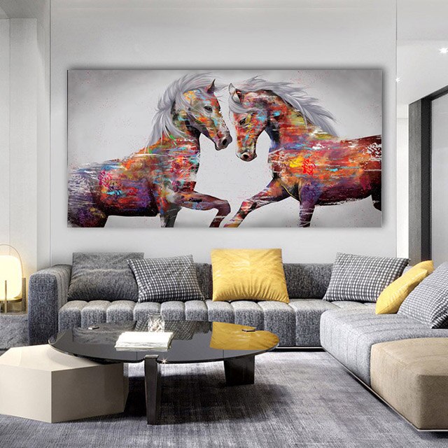 Art Two Running Horses Canvas Painting home decor - myfunfarm