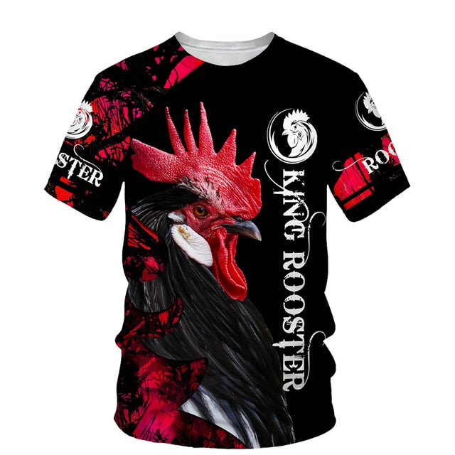Rooster 3D Print T Shirt Men Street Fashion - myfunfarm