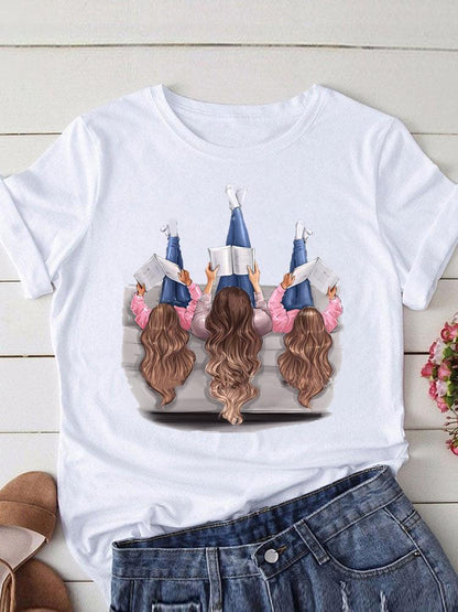 Lovely Mom and kids Print Summer Graphic T-Shirt - myfunfarm