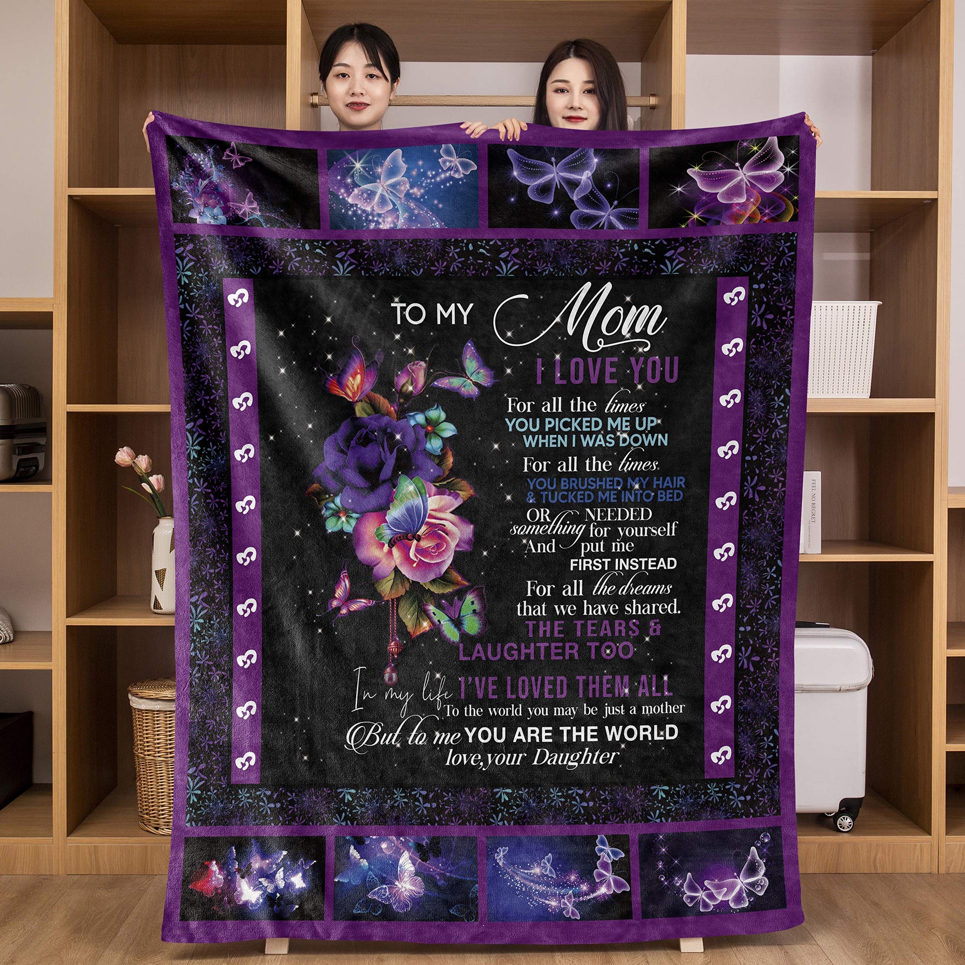 I Love You Mom Throw Blanket Gifts for Mom Birthday Gifts for Women -Mom Gifts From Daughter or Son for Birthday Mothers Day - myfunfarm