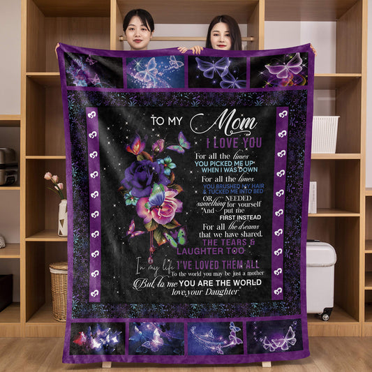 I Love You Mom Throw Blanket Gifts for Mom Birthday Gifts for Women -Mom Gifts From Daughter or Son for Birthday Mothers Day - myfunfarm
