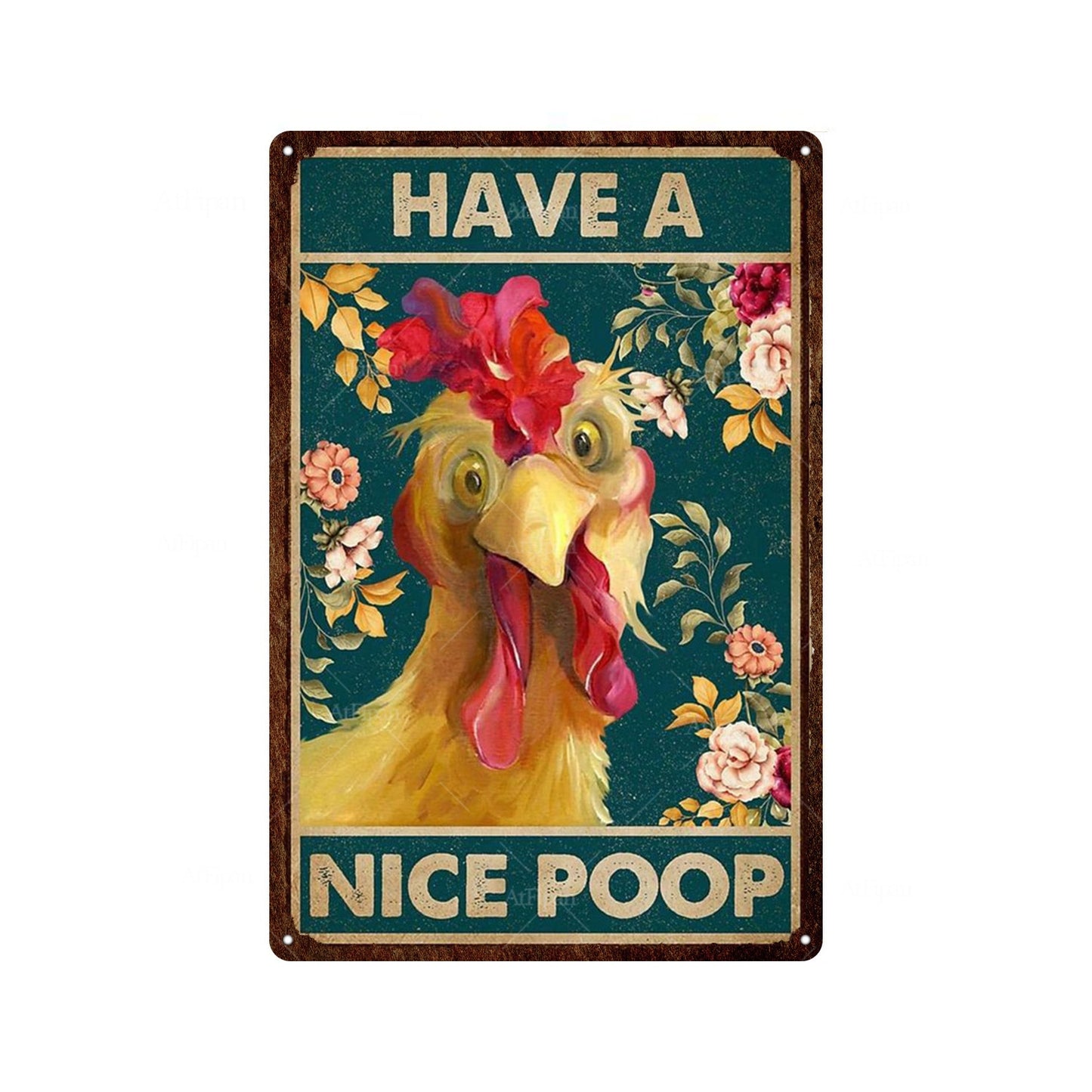 Fresh Eggs Metal Tin Sign Farm Home Wall Decor Happy Chicken Retro - myfunfarm