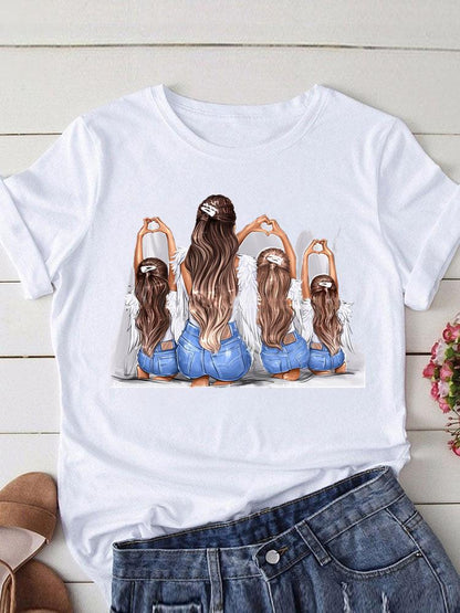 Lovely Mom and kids Print Summer Graphic T-Shirt - myfunfarm