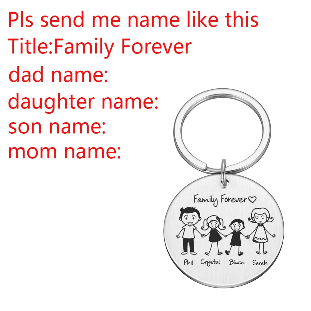 Personalized Keychain Custom Name Engraved Family Love Cute - myfunfarm