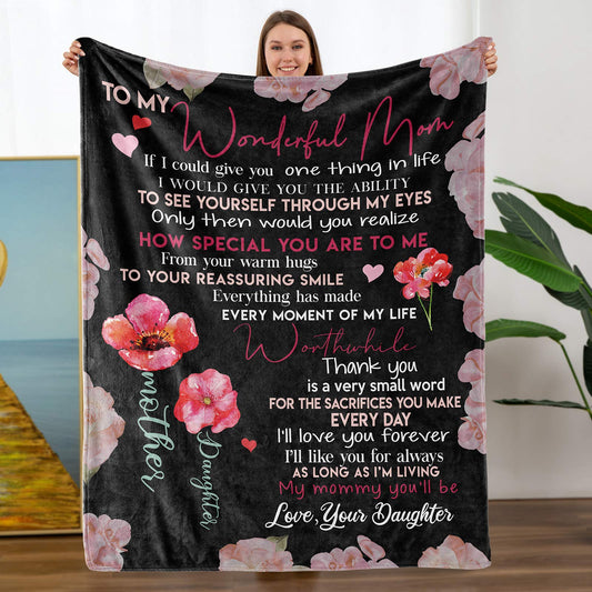 I Love You Mom Throw Blanket Gifts for Mom Birthday Gifts for Women -Mom Gifts From Daughter or Son for Birthday Mothers Day - myfunfarm