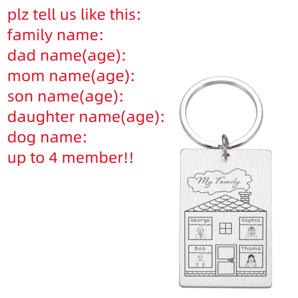 Personalized Keychain Custom Name Engraved Family Love Cute - myfunfarm