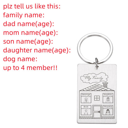 Personalized Keychain Custom Name Engraved Family Love Cute - myfunfarm
