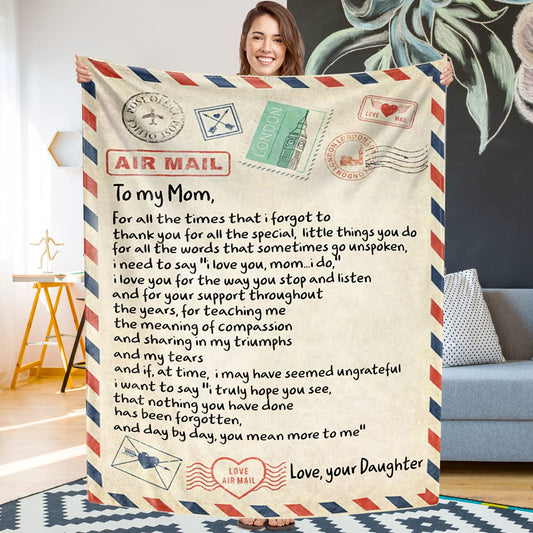 I Love You Mom Throw Blanket Gifts for Mom Birthday Gifts for Women -Mom Gifts From Daughter or Son for Birthday Mothers Day - myfunfarm