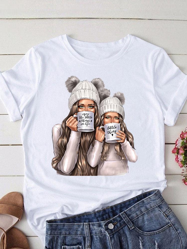Lovely Mom and kids Print Summer Graphic T-Shirt - myfunfarm
