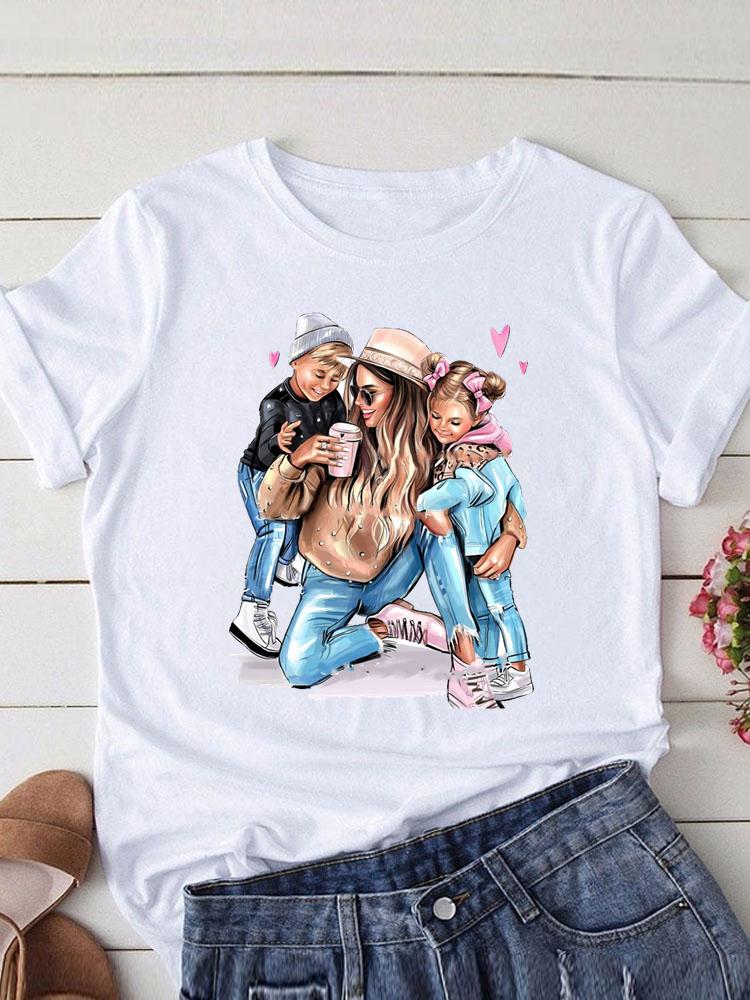 Lovely Mom and kids Print Summer Graphic T-Shirt - myfunfarm