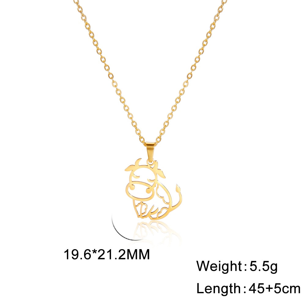 Cute Necklaces  Stainless Steel Pendant  Gift for Cow Lovers - myfunfarm