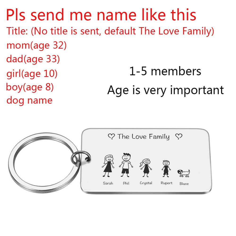 Personalized Keychain Custom Name Engraved Family Love Cute - myfunfarm