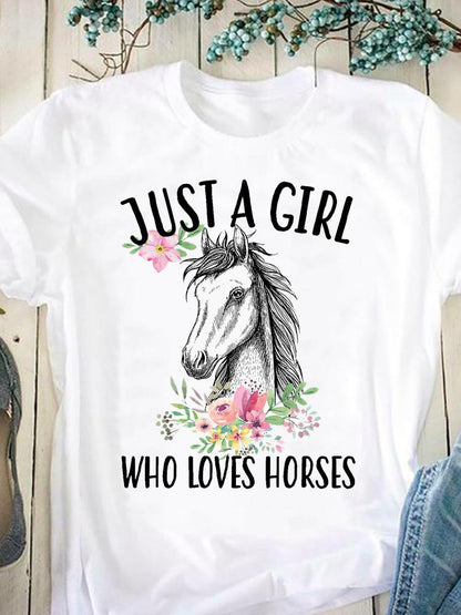 Just a girl who loves horses -Women T Shirt - myfunfarm
