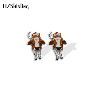 Cow Cute Acrylic Resin Earrings Epoxy Handmade Jewelry