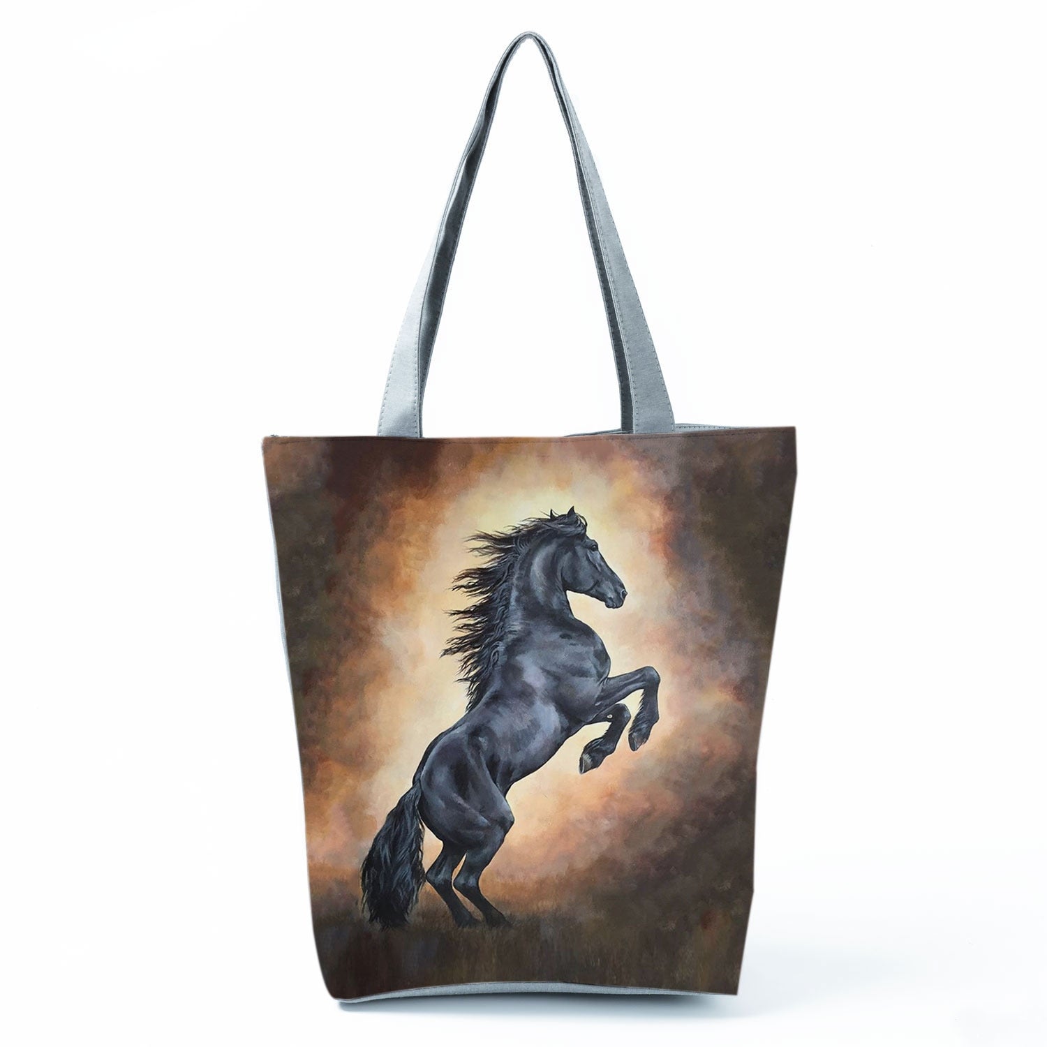 Watercolor Horse Print Shopping Tote bag - myfunfarm