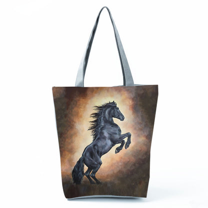 Watercolor Horse Print Shopping Tote bag - myfunfarm