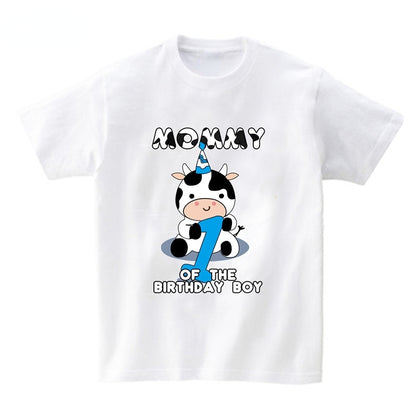 Baby Cow Birthday Party T Shirt Family Outfit Matching Clothes Holiday Look Father Mother Kids Shits 1 Year First Birthday Shirt - myfunfarm