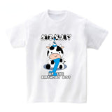 Baby Cow Birthday Party T Shirt Family Outfit Matching Clothes Holiday Look Father Mother Kids Shits 1 Year First Birthday Shirt