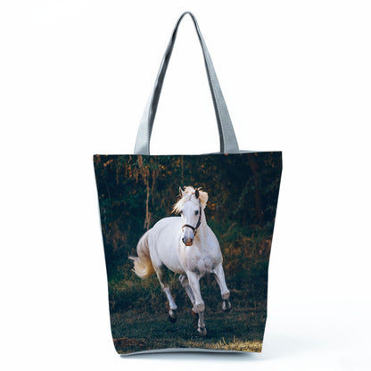 Watercolor Horse Print Shopping Tote bag - myfunfarm