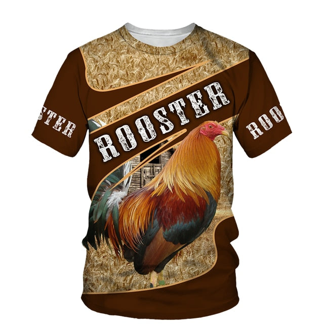 Rooster 3D Print T Shirt Men Street Fashion - myfunfarm