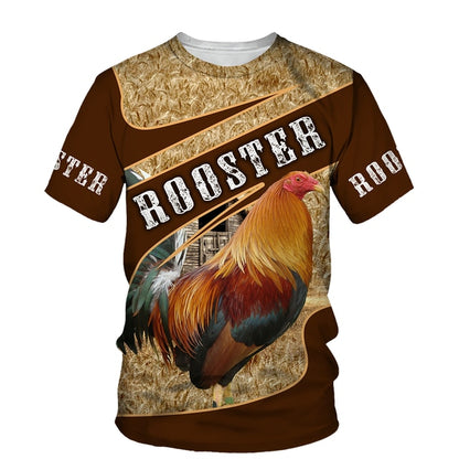 Rooster 3D Print T Shirt Men Street Fashion - myfunfarm