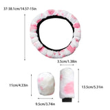 Cow Pattern Soft Plush Car Steering Wheel Cover, Hand Brake Gear Cover Set 37-38Cm