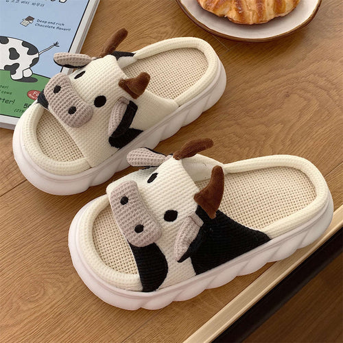 Slippers Four Seasons Indoor Home  Cute Cartoon Cow design