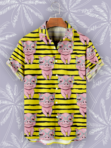 Pig Cartoon Hawaiian Shirts