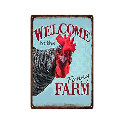 Fresh Eggs Metal Tin Sign Farm Home Wall Decor Happy Chicken Retro - myfunfarm