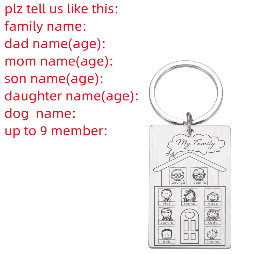 Personalized Keychain Custom Name Engraved Family Love Cute - myfunfarm