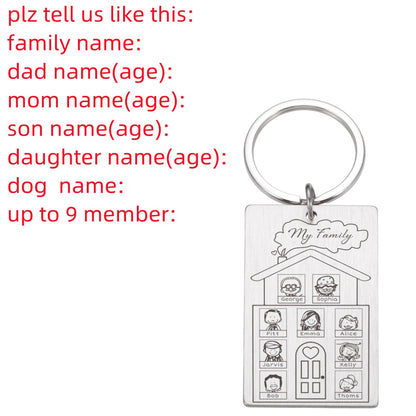 Personalized Keychain Custom Name Engraved Family Love Cute - myfunfarm