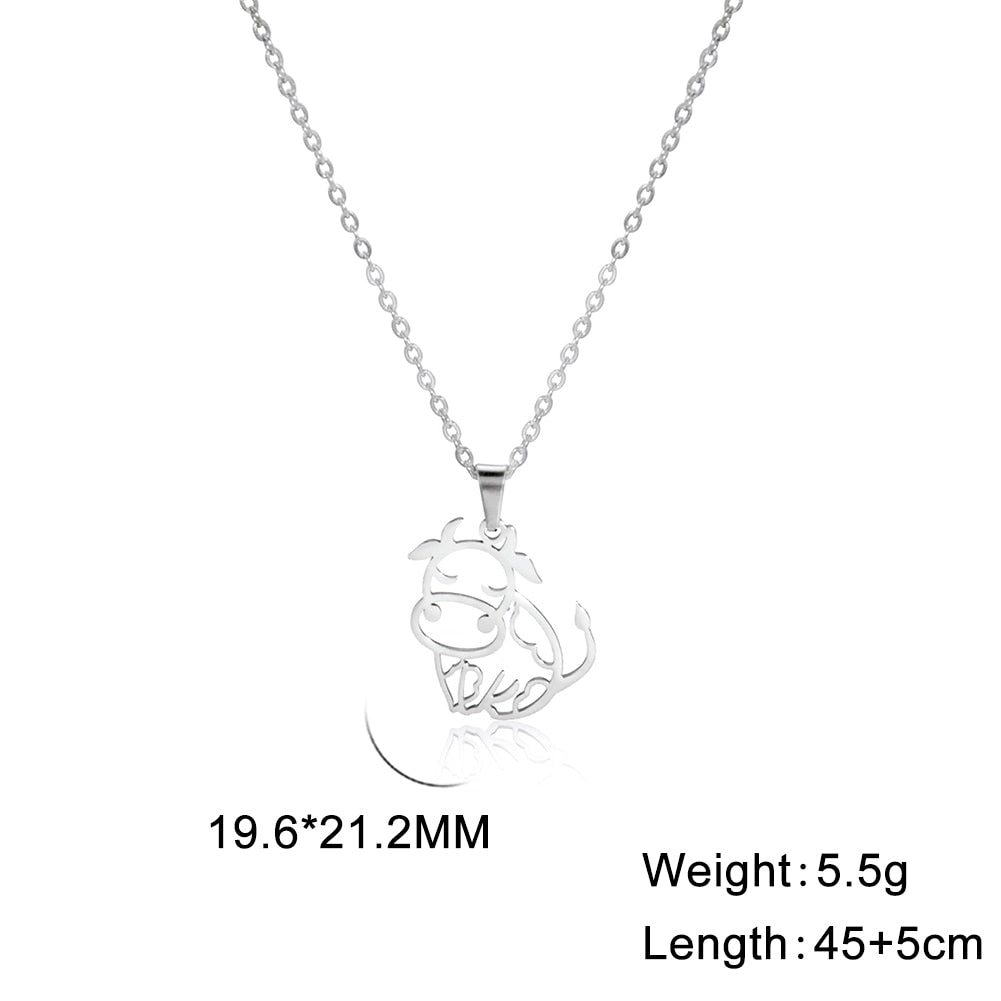 Cute Necklaces  Stainless Steel Pendant  Gift for Cow Lovers - myfunfarm