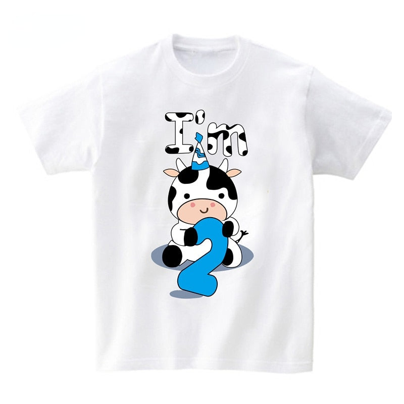Baby Cow Birthday Party T Shirt Family Outfit Matching Clothes Holiday Look Father Mother Kids Shits 1 Year First Birthday Shirt - myfunfarm