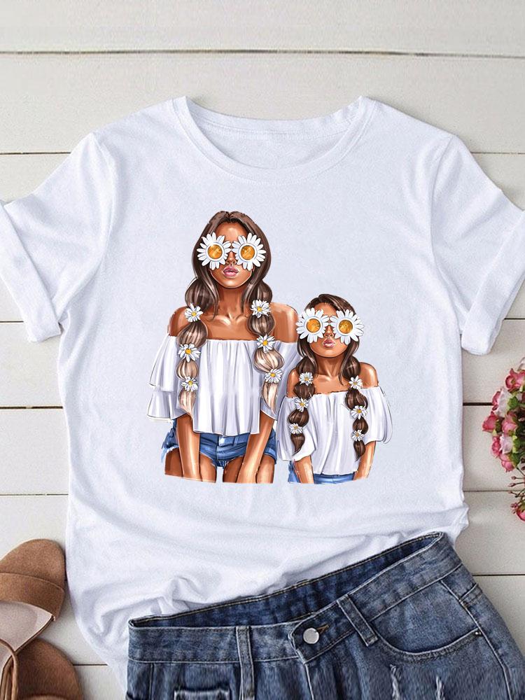 Lovely Mom and kids Print Summer Graphic T-Shirt - myfunfarm