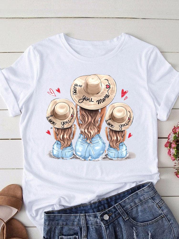 Lovely Mom and kids Print Summer Graphic T-Shirt - myfunfarm