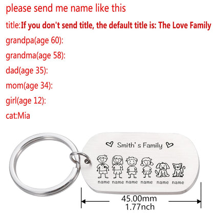Personalized Keychain Custom Name Engraved Family Love Cute - myfunfarm